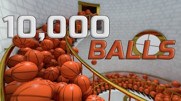 Basketball balls on spiral stair 🏀 Rigid Body simulation 3D Animation (Cinema 4D - Physical Render)