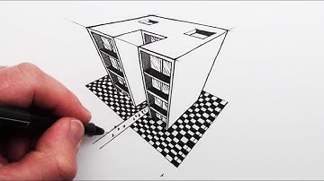 Tekenen met 3-puntsperspectief: eenvoudige gebouwen