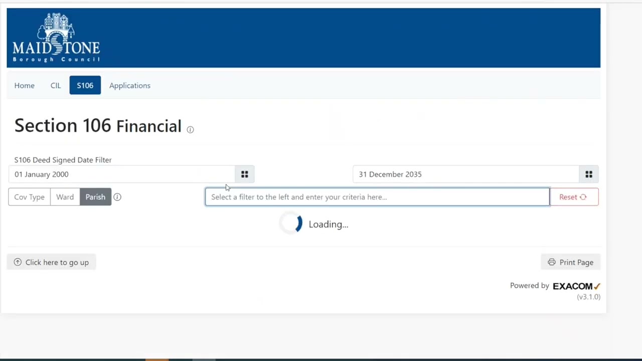 Maidstone Borough Council - S106 Dashboard Guide