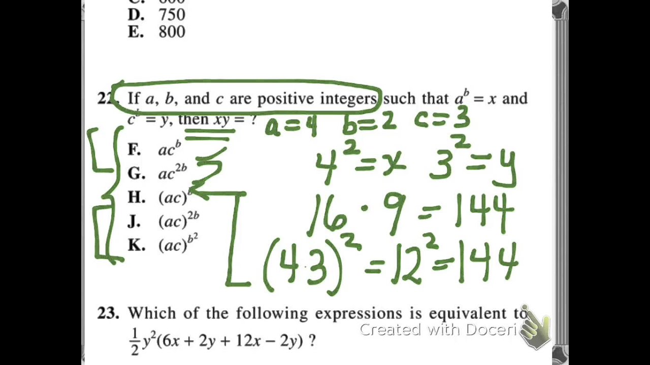Act Math Test Strategy Plug In Numbers You Act Math Test Strategy Plug In Numbers