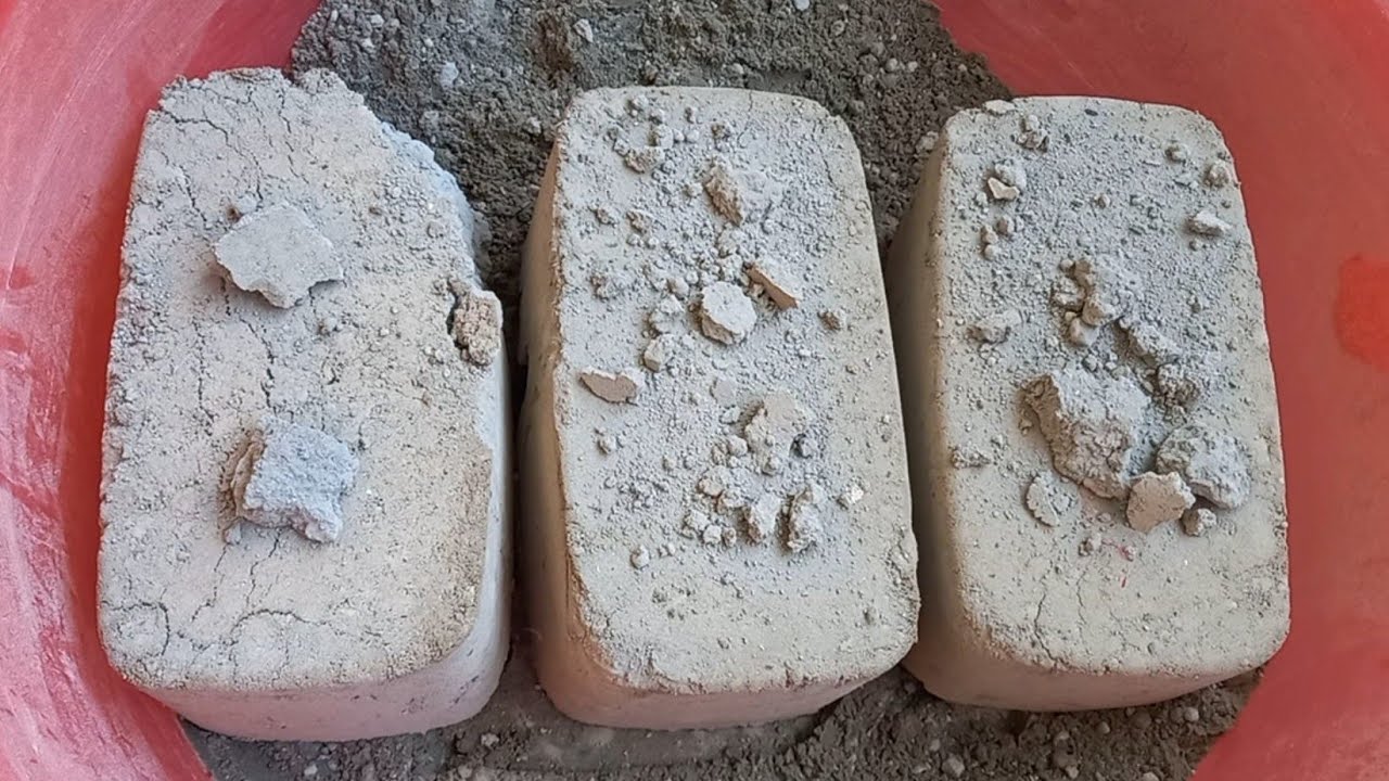 pure cement longs bars crumbling in water dry crumbles satisfy asmr