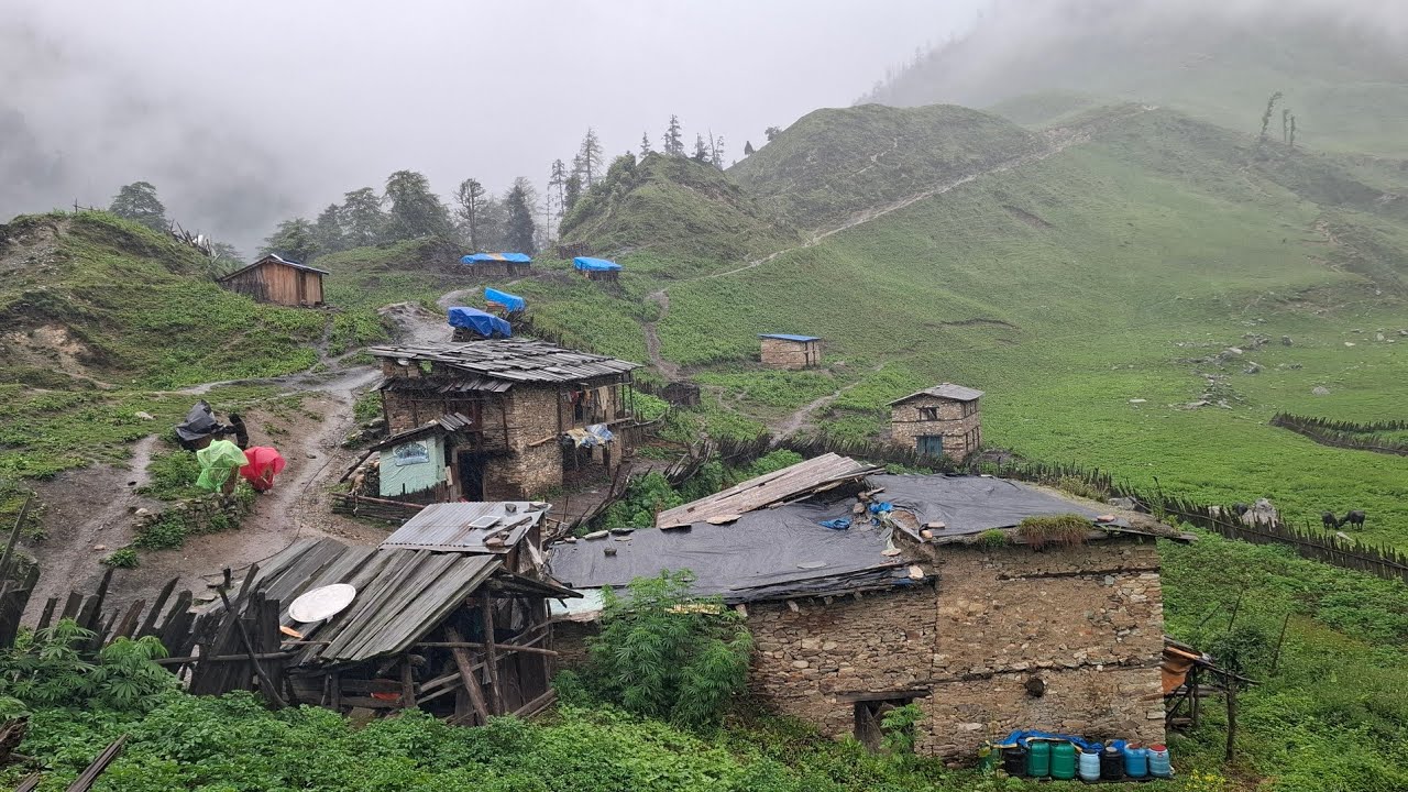Best Life in The Nepali Mountain Village During the Rainy Day | Himalayan Village Documentary Video