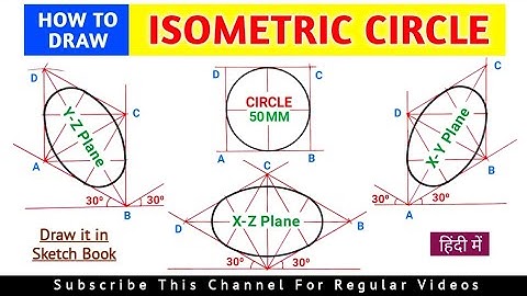 HOW TO DRAW ISOMETRIC VIEW OF CIRCLE, ISOMETRIC PROJECTION OF CIRCLE, ISOMETRIC CIRCLE