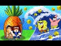 Baza vs tsunami spongebob w minecraft challenge  vito i bella