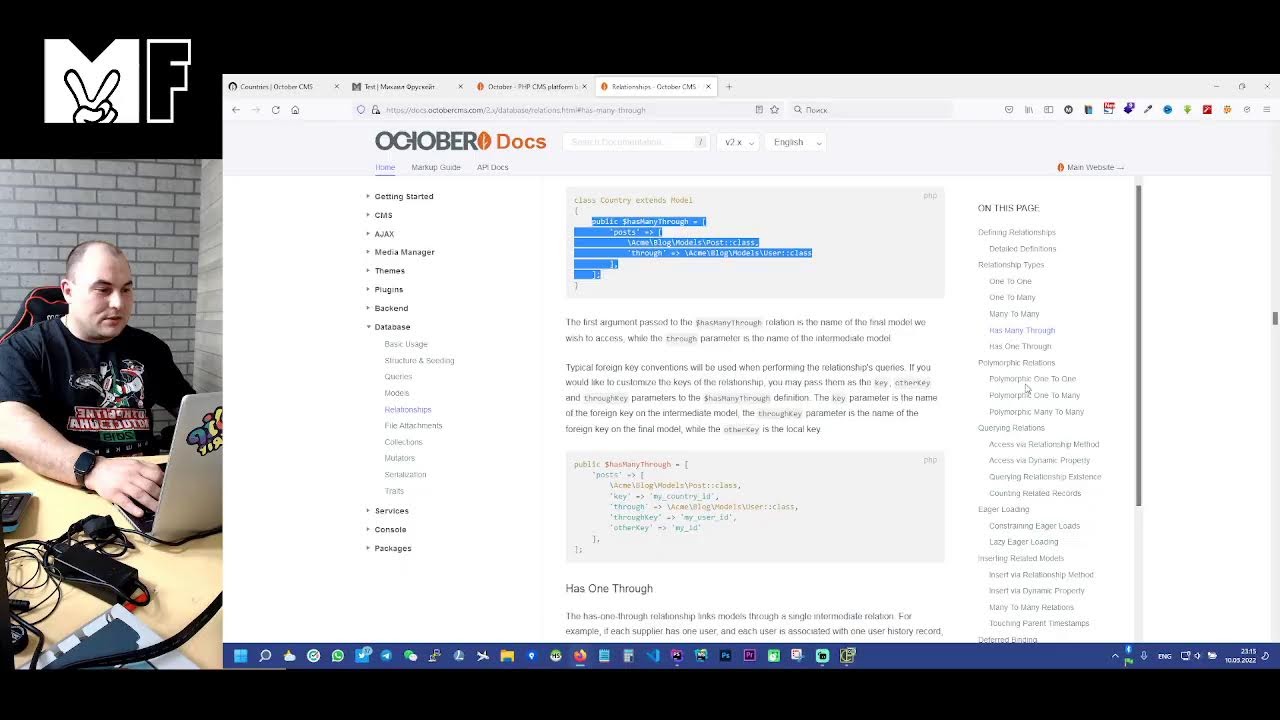 Livestream кодинг на October CMS. Разбираемся со связью Has Many Through.