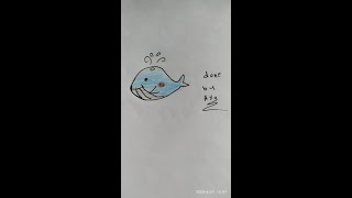 how to draw a cute whale !!طريقة رسم حوت كيوت للاطفال