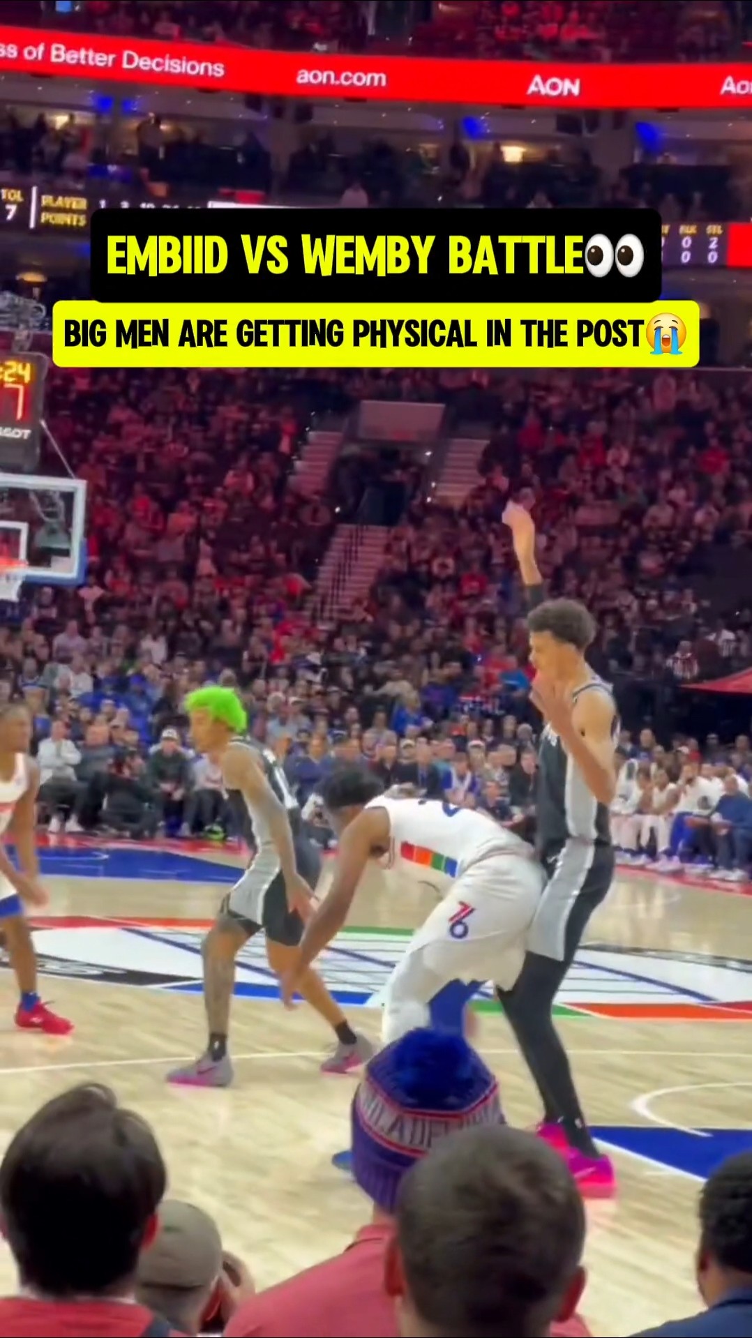 Wemby giving Embiid NO SPACE?