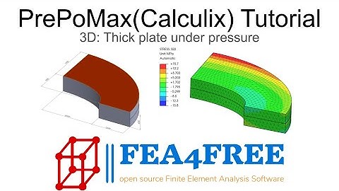 PrePoMax (Calculix) Tutorial - 3D Example - Thick Plate Under Pressure  FEA4Free