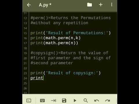 Math functions in #python #Part10 #comb( ) #perm( ) #copysign( ) - YouTube
