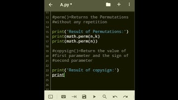 Math functions in #python #Part10  #comb( )  #perm( )  #copysign( )