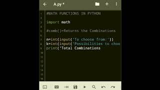 Math functions in #python #Part10  #comb( )  #perm( )  #copysign( )