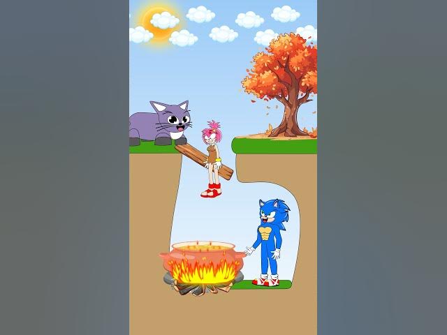 Outline Video What are Sonic and the purple cat doing? 🤨🤨 | Funny Animation #shorts