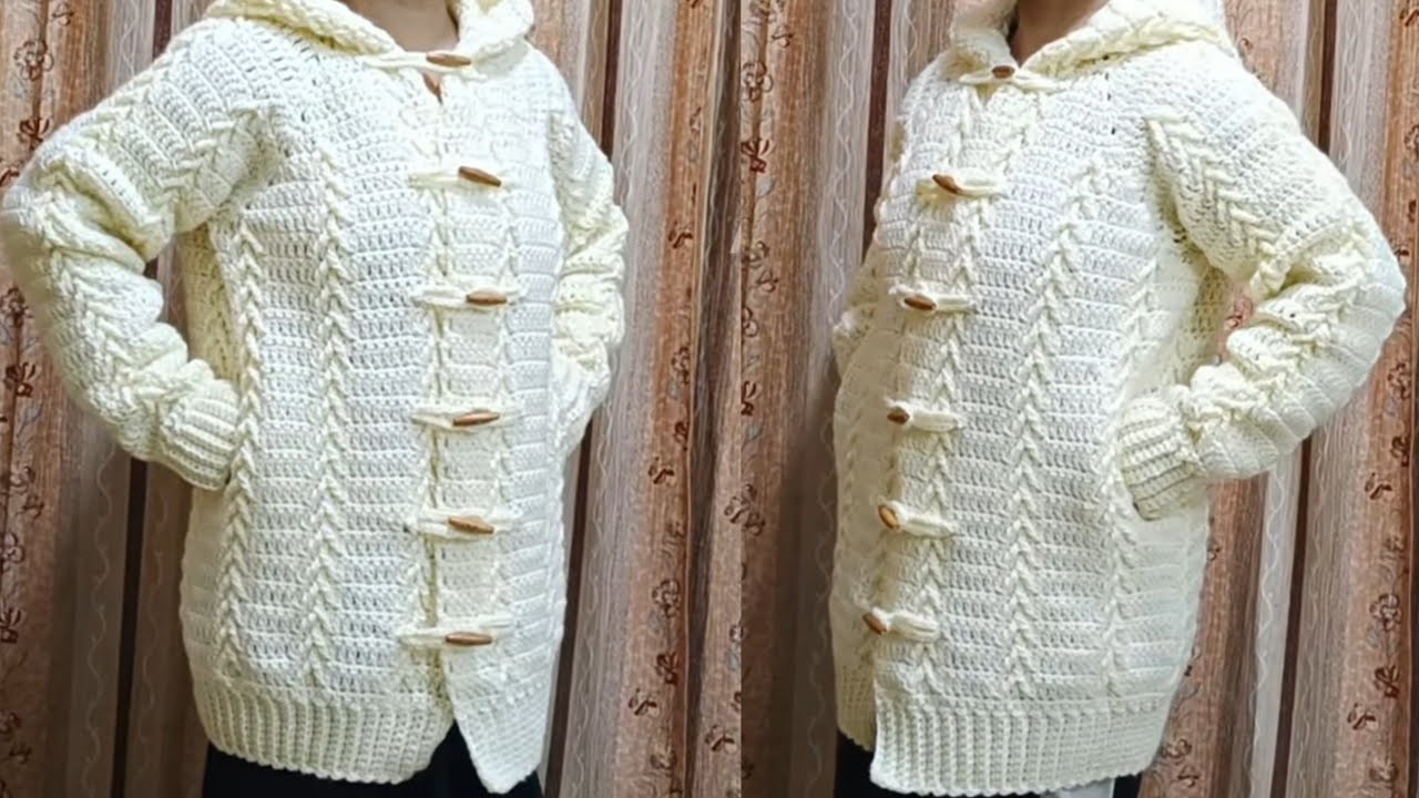 Crochet full sweater with side pockets/how to crochet sweter for beginners/