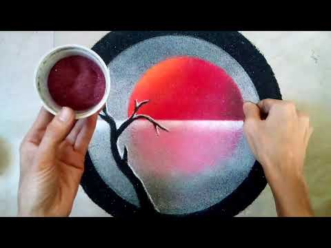 Poster rangoli design | moonlight rangoli | nature rangoli | पोस्टर रंगोली डिज़ाइन | easy  rangoli