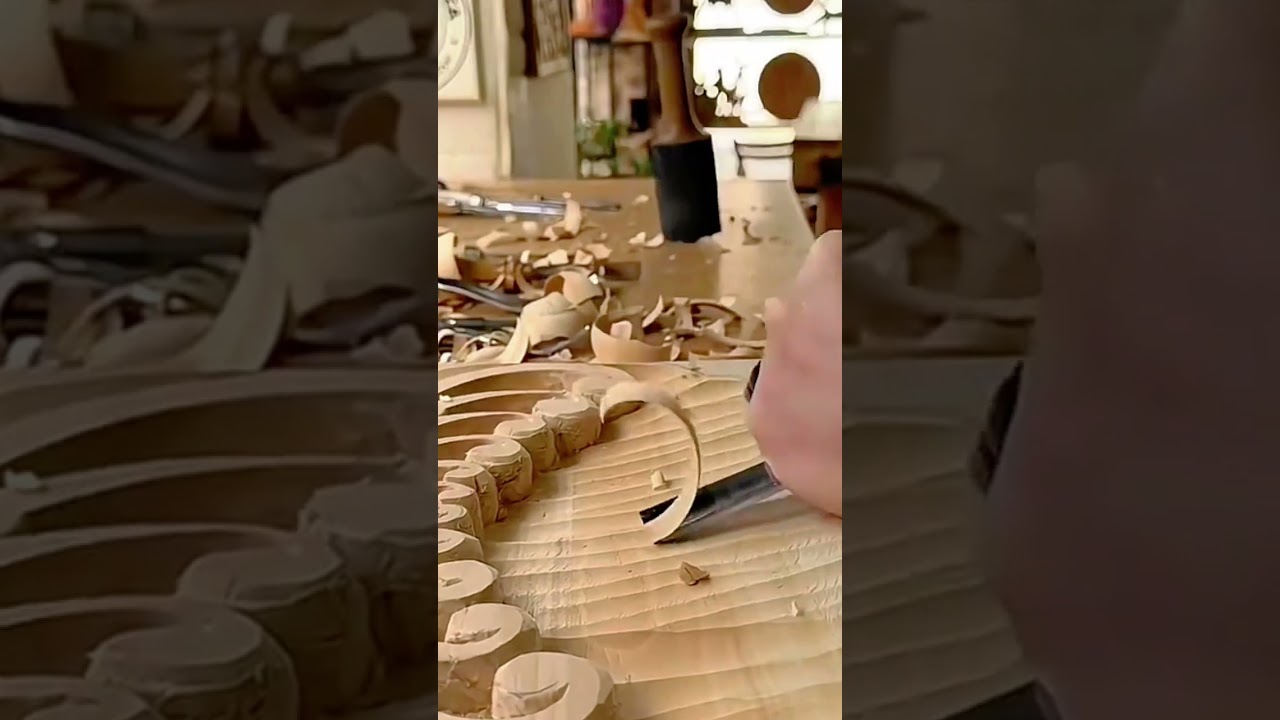 Carving intricate wooden patterns using hand chisels