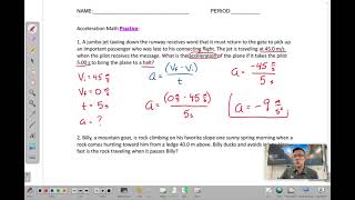 Acceleration Math Practice Problems 1-2