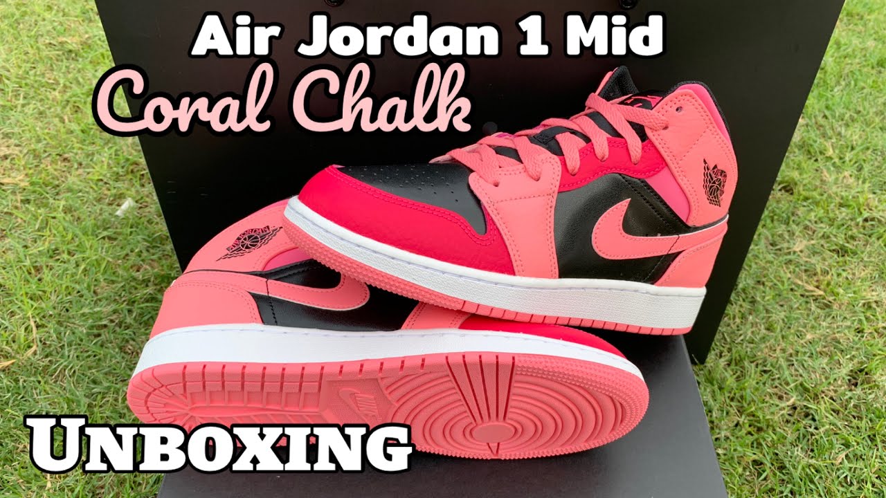 UNBOXING Air Jordan 1 Mid GS Coral Chalk - YouTube