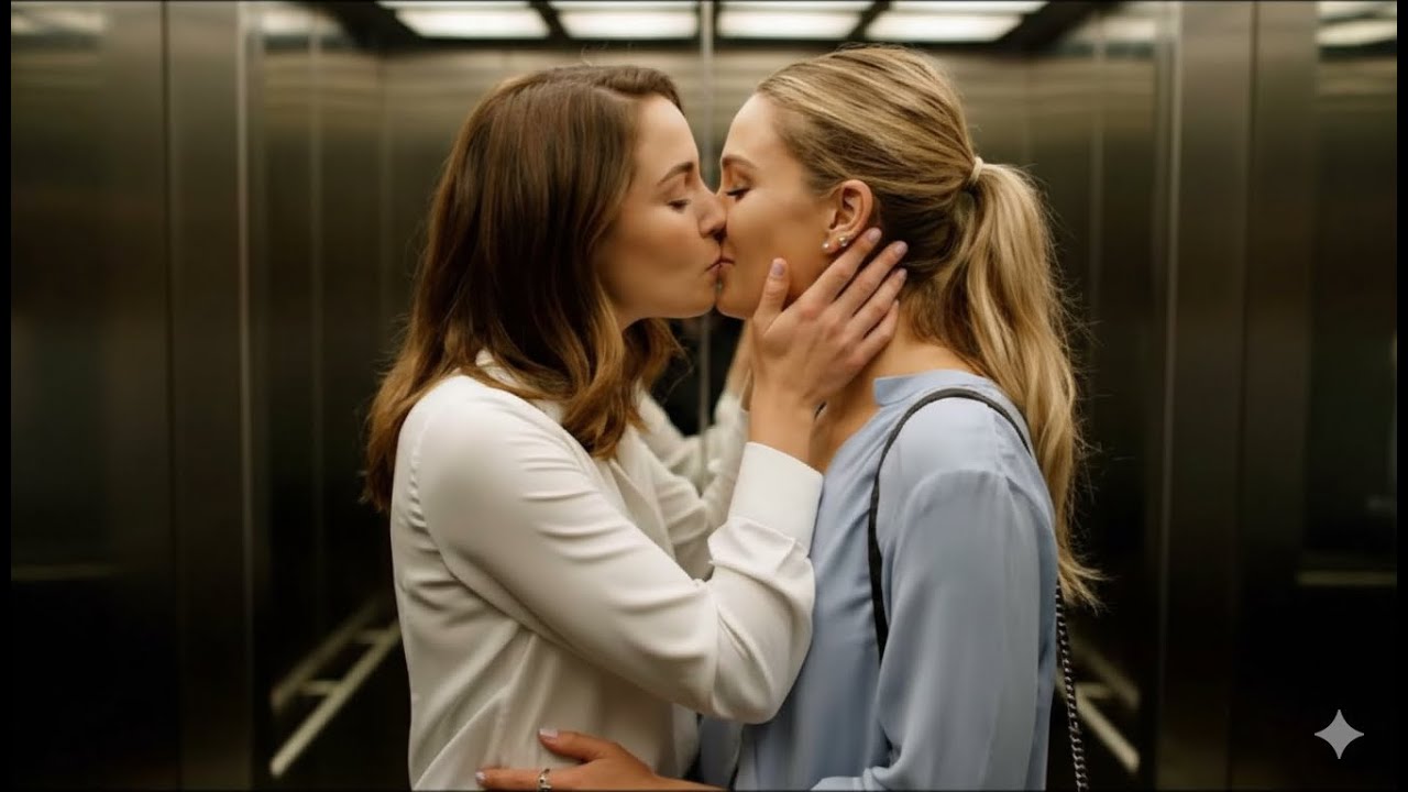 Two Office Friends Share a Tender Kiss | Lesbian Love