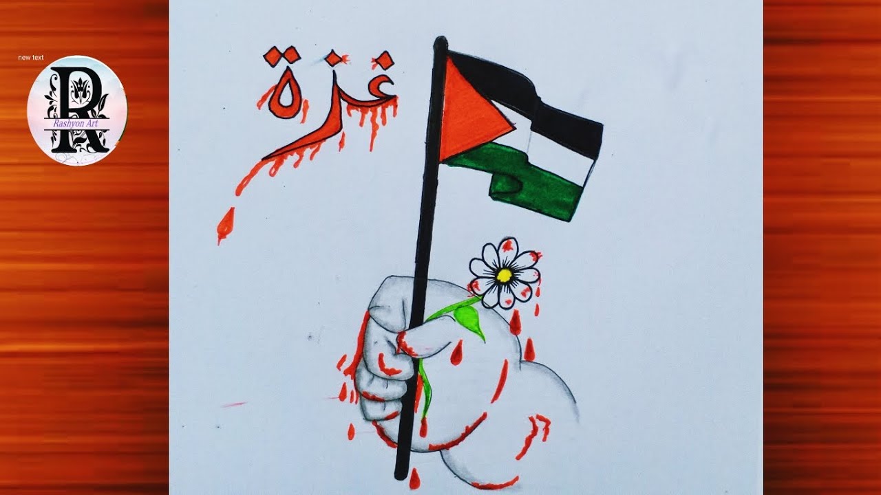 How to draw baby hand holding Palestine flag| Palestine drawing | easy drawing For beginners 