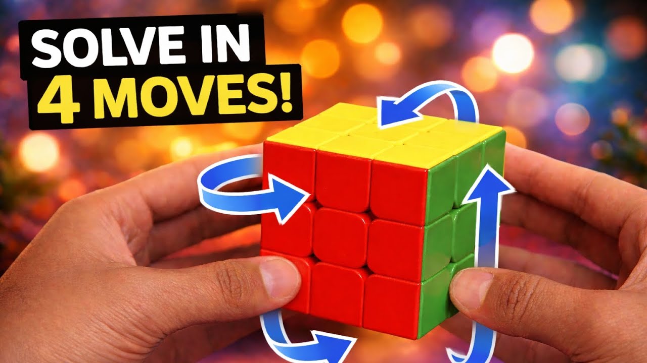 How To Solve Rubiks Cube In Only 4 Moves Very Easily | Solve Cube In Four Moves ||
