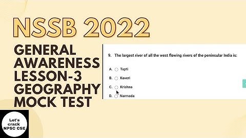 NSSB 2022 | General Awareness | Lesson- 3 | Geography Mock Test