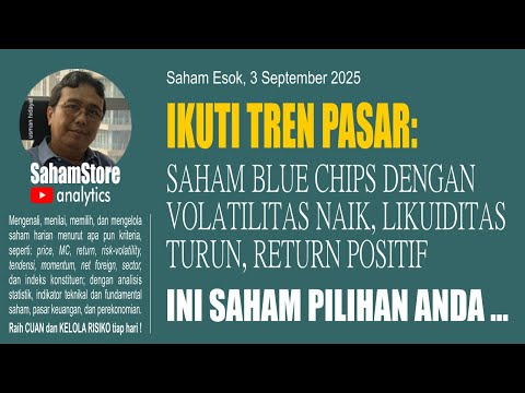 Saham Esok 3/9: Ikuti Tren Pasar, Pilih Saham Volatile dan Return Naik, Likuiditas Turun