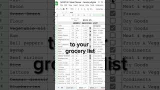 How to meal plan for a month • Automatic meal planner spreadsheet & shopping list (meal plan hacks) screenshot 2