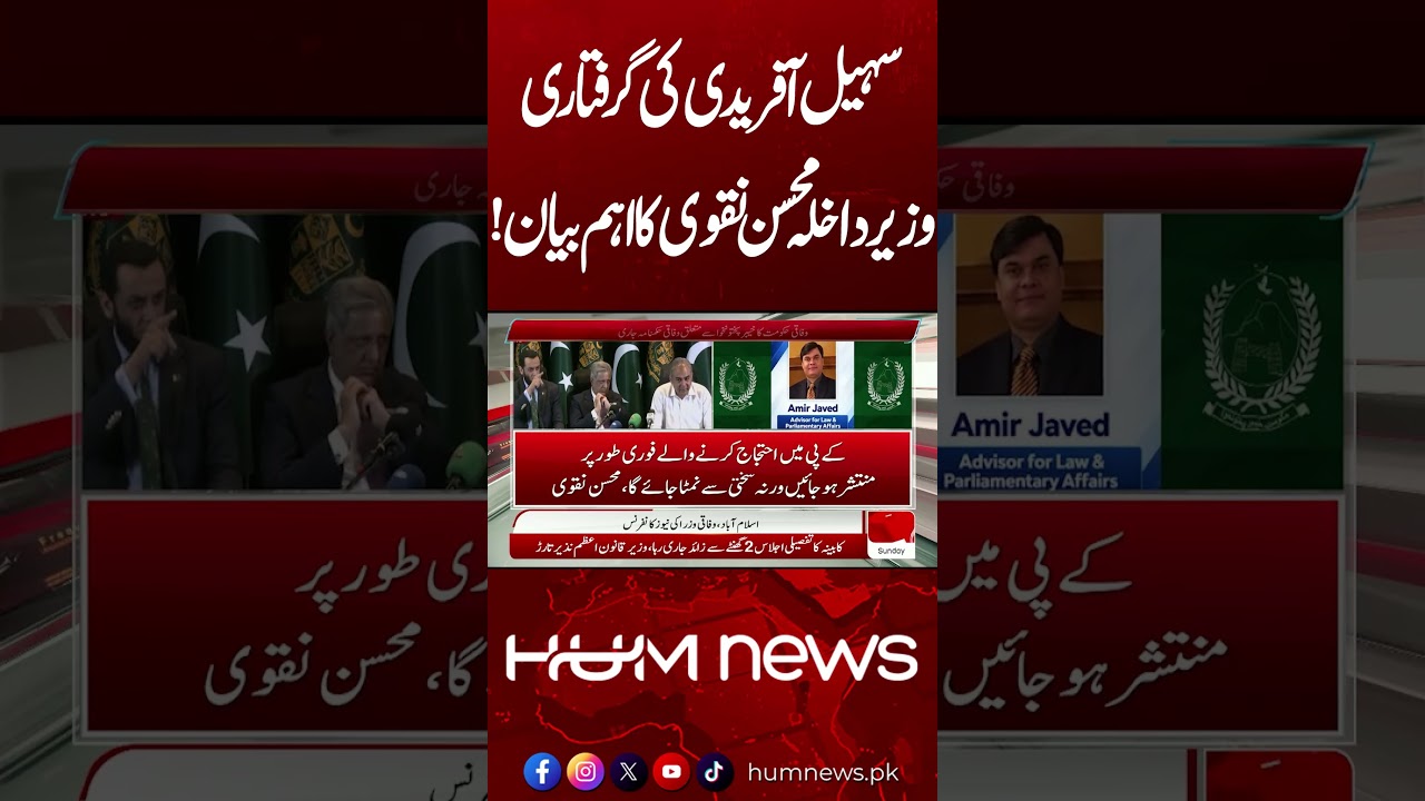 Mohsin Naqvi Clear Statement on Sohail Afridi Arrest | Hum News | Pakistan