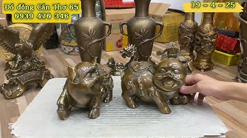 Đồ đồng Cần Thơ | cặp bình đồng nặng hơn 13kg #decor #cũxưa