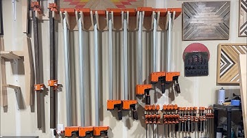 Clamp storage for a small woodshop. Tool storage - woodworking shop organization