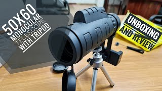 50x60 Monocular Telescope With Tripod Unboxing &amp; Review