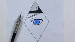 رسم سهل | تعلم رسم عين ناروتو حزين خطوة بخطوة