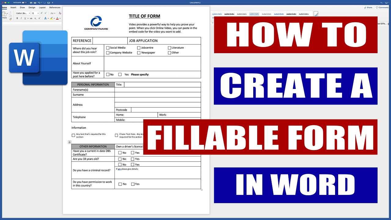 How To Create A Form Template In Word