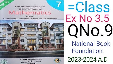 Mathematic Class 7 Exercise 3.5 Question No 9 National Book Foundational