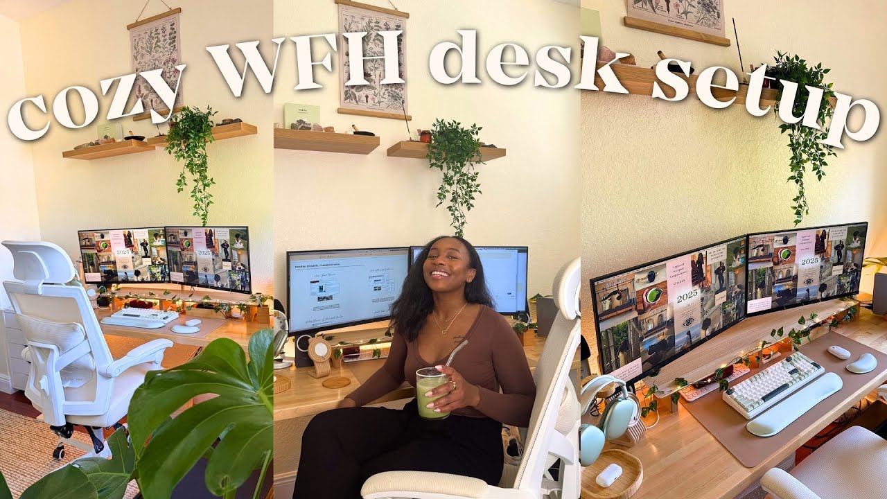 🖥️ Cozy WFH Desk Setup Tour | Warm, Productive & Functional - YouTube