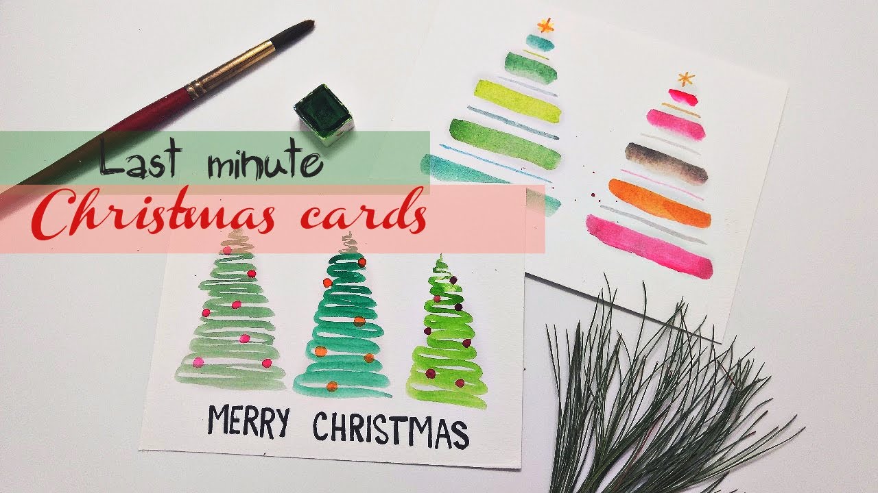 LAST MINUTE Christmas cards in watercolor for beginners » Easy 5 minute ...