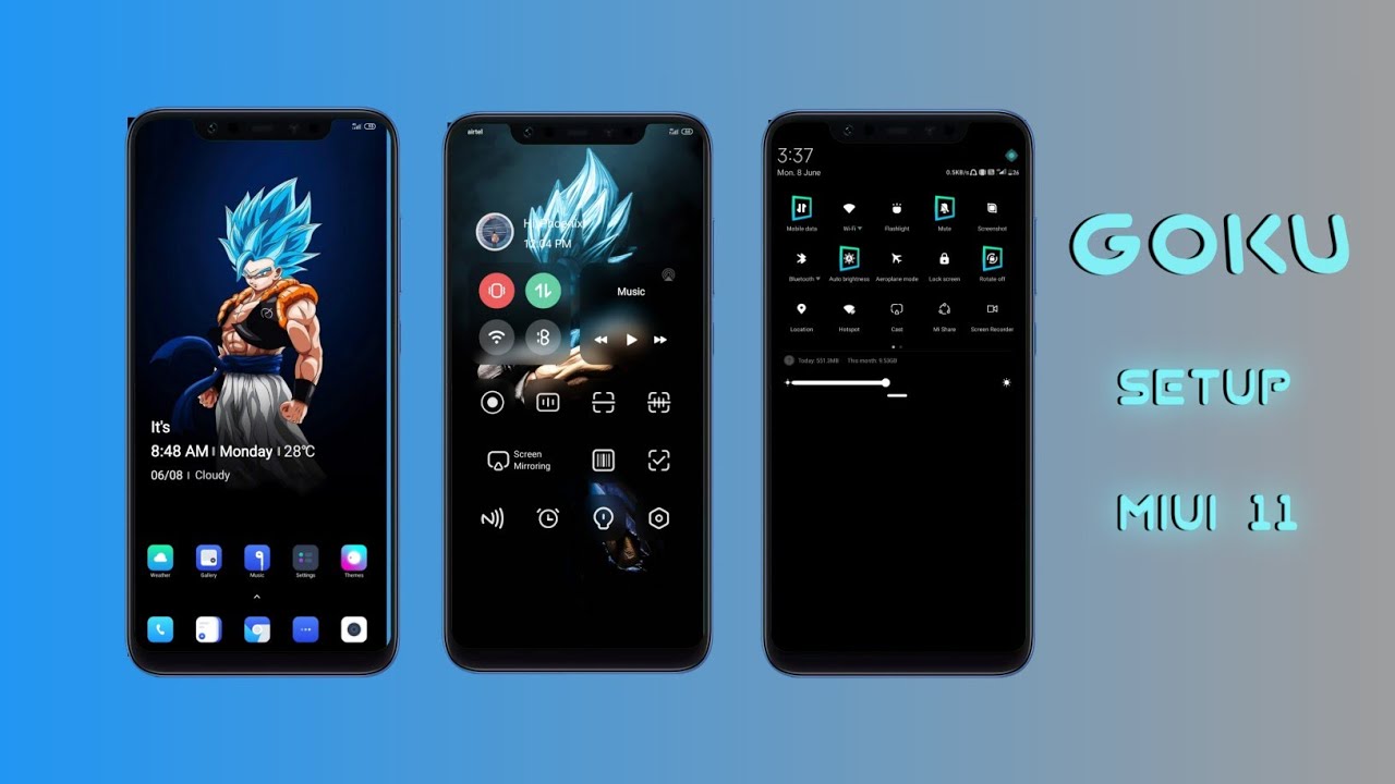 Miui 11 Customised Goku Setup by Using 3 Miui 11 Themes | Try it if you like
