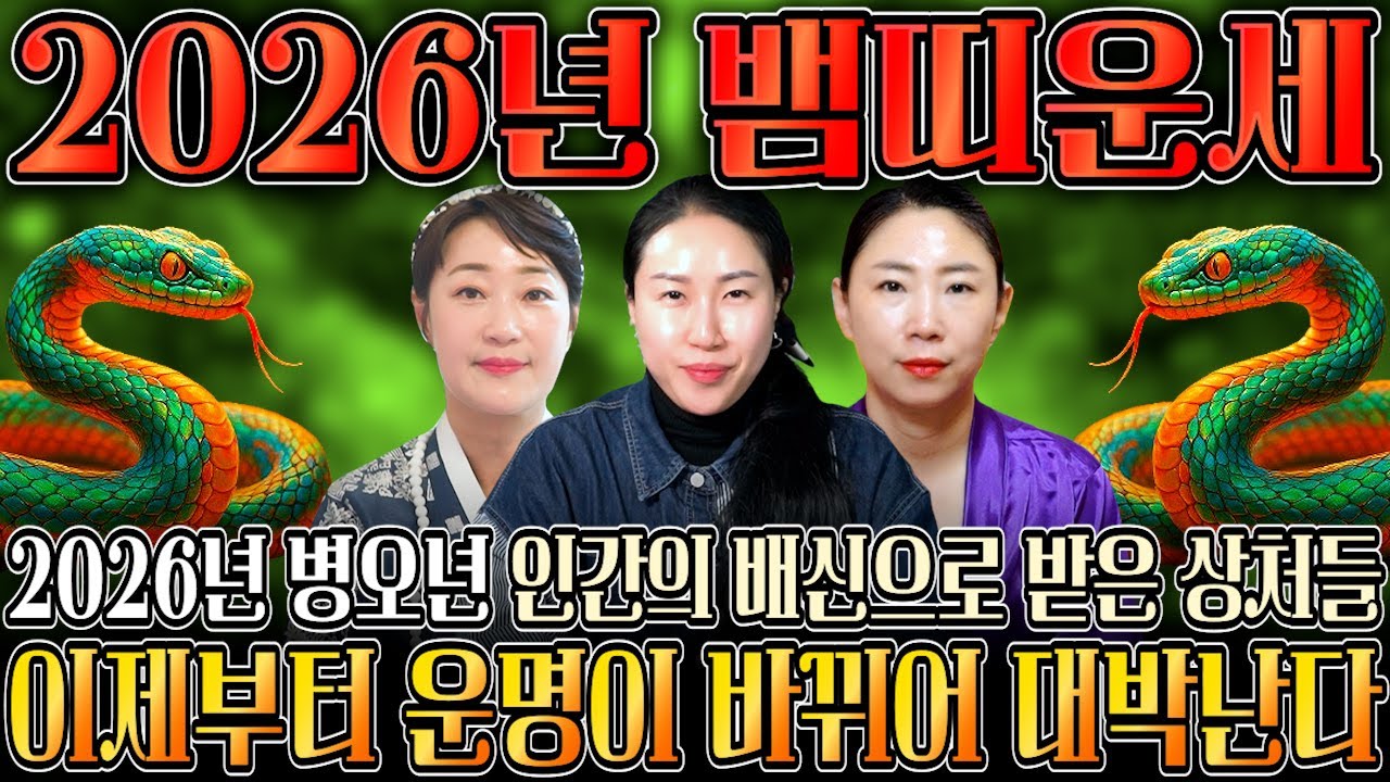 ❄️2026년 병오년 대박나는 뱀띠운세❄️ 신년에 대운 들어온다! 미친듯이 돈복, 귀인이 쏟아진다는 뱀띠운세?! 01년생 89년생 77년생 65년생 신년 뱀띠운세