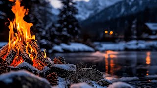 Calm Winter Focus 4K❄️🔥 Flowing Water & Soft Campfire Sounds ASMR for Deep Concentration screenshot 2