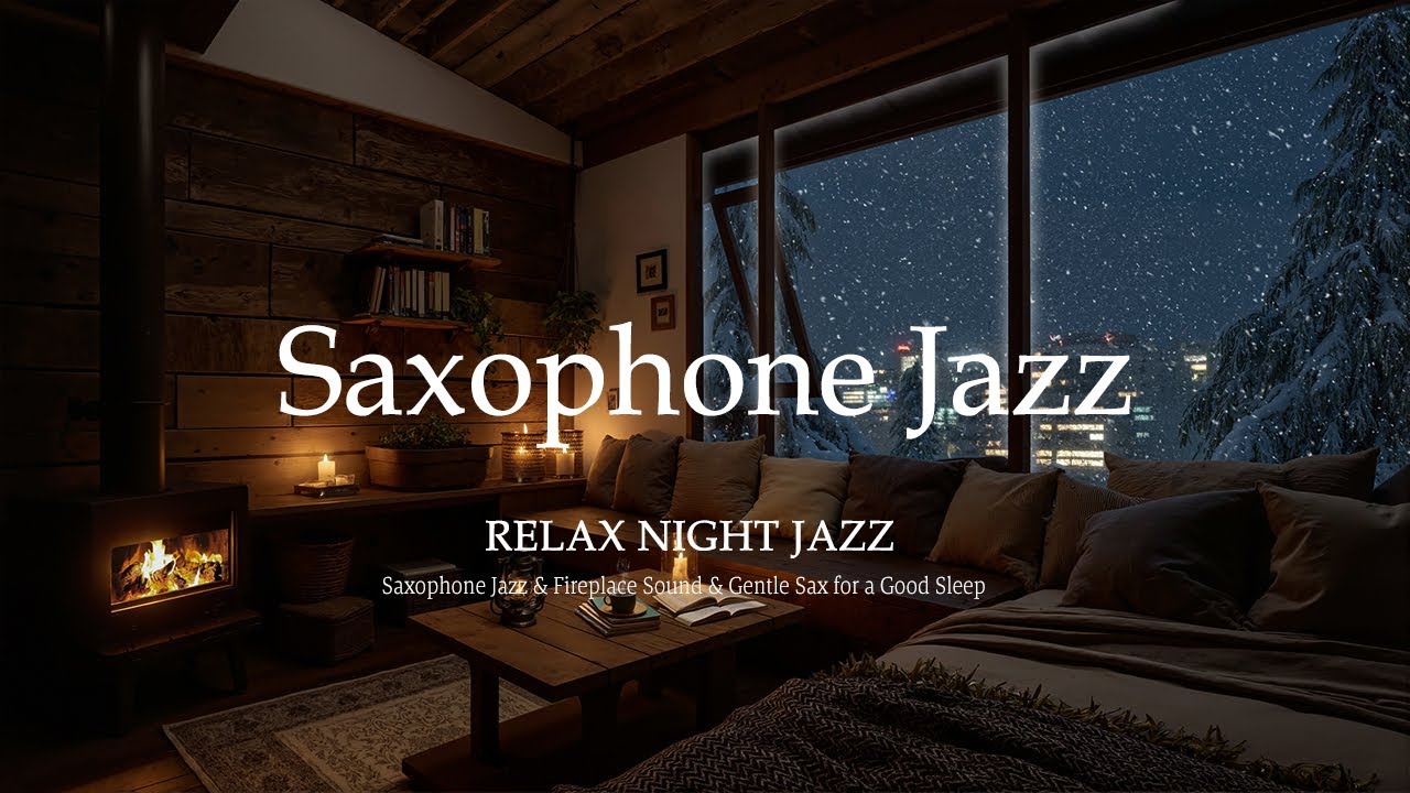Warm January Night Jazz with Sweet Saxophone Jazz / Fireplace Sound & Gentle Sax for a Good Sleep