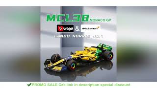Bburago 1:43 2024 F1 Mclaren MCL38 Monaco Grand Prix Alloy Car Miniature Diecast Model #4 Lando Norr