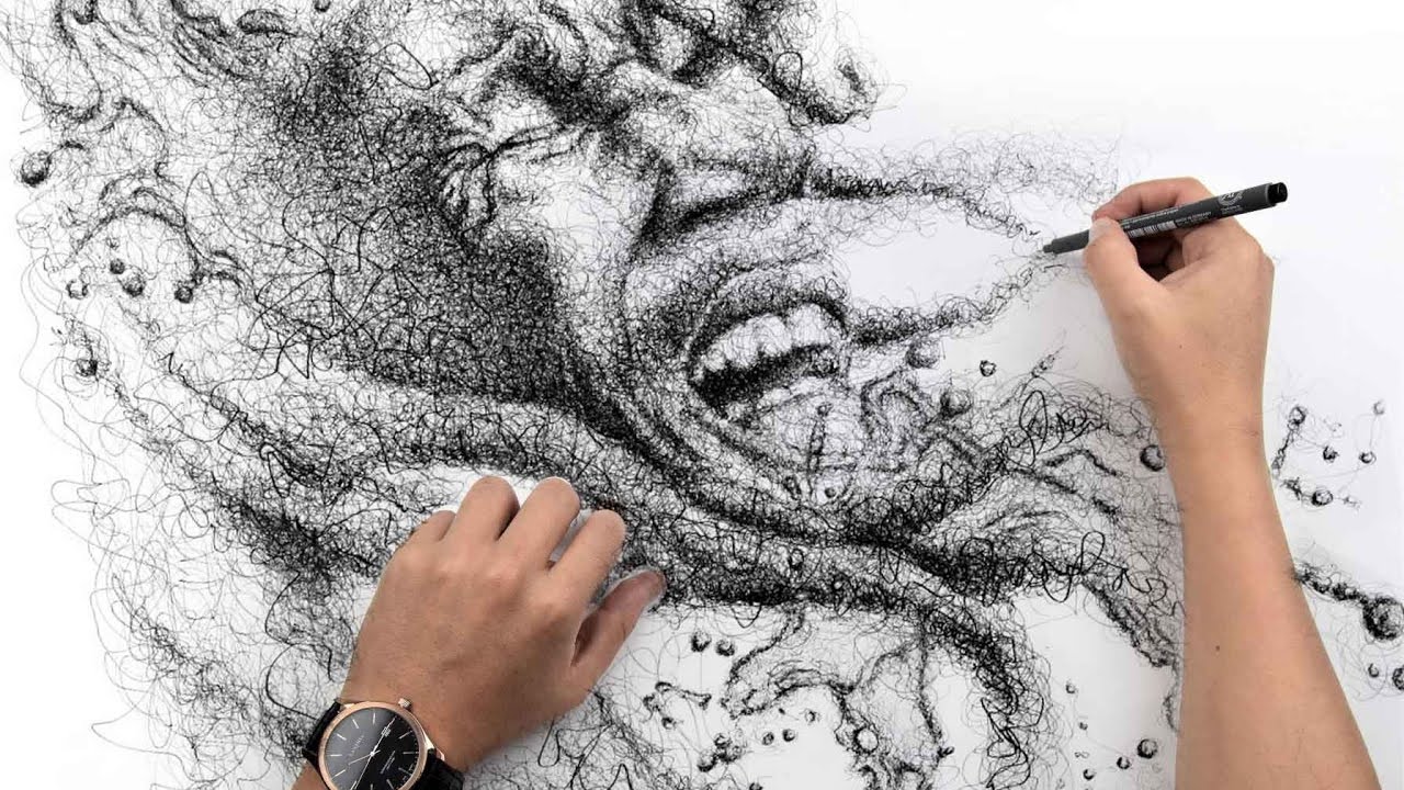 Scribble Drawing In Art Therapy : Bob marley scribble art quot soul rebel youtube