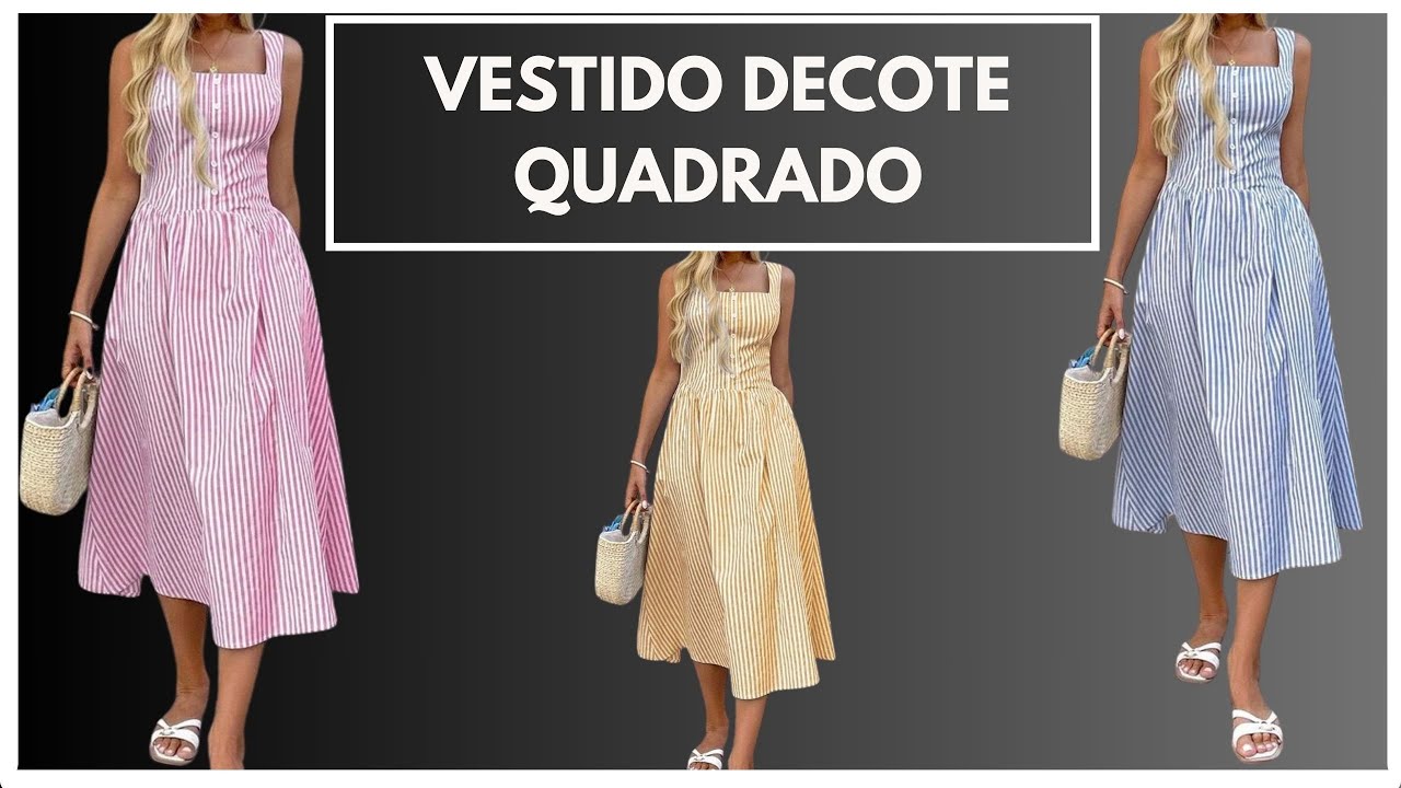Vestido decote quadrado - modelagem e costura
