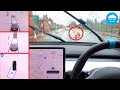 FSD navigates cone MAZE in heavy rain & puddles! | Tesla 2020.20.12 Wet City & Construction Test