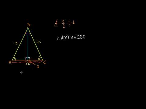 პითაგორას თეორემის გამოყენებით იპოვეთ ტოლფერდა სამკუთხედის ფართობი