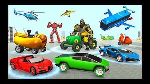 Flying bus Robot Car Game 3d