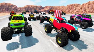 Monster Jam Racing Monster Truck High Speed Jumps and Crashes  BeamNG.drive