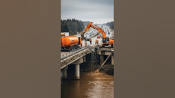 Overpass Support Pole Suddenly Collapses into the River!