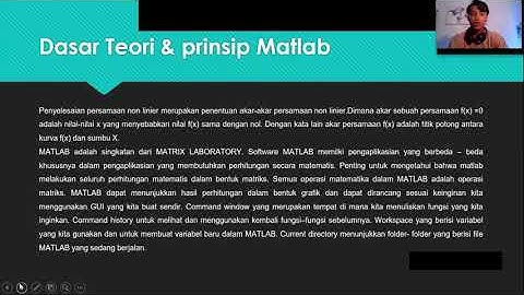Penyelesaian Persamaan Non Linier dengan Aplikasi "MATLAB"