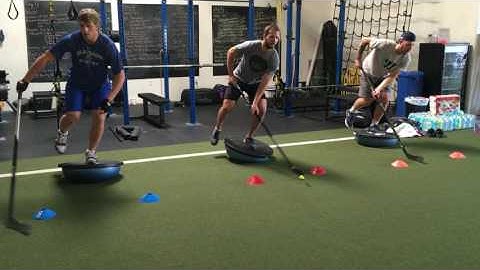 Bosu Single Leg Balance with Stickhandle